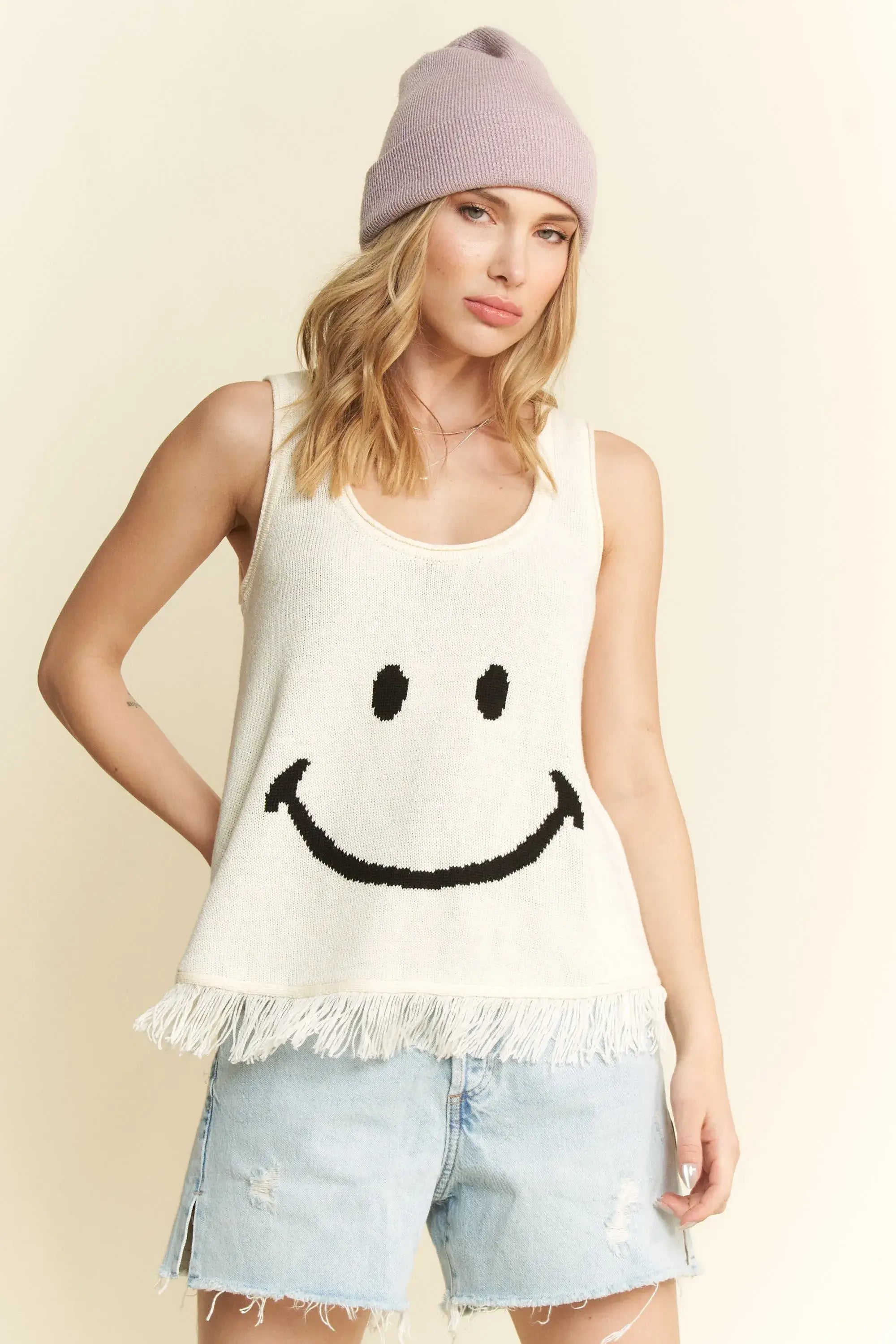 Jade By Jane Full Size Smiley Fringe Hem Tank Plus Size Image principale du produit