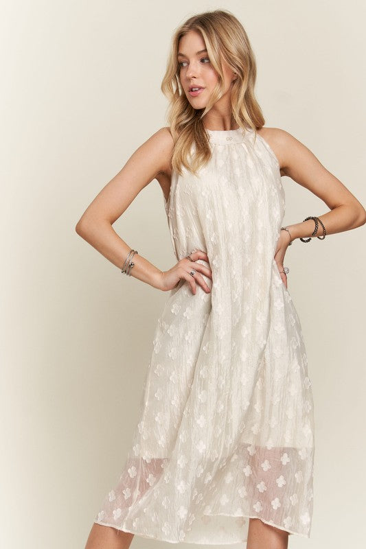 ADORA Applique Pearl Detail Grecian Neck Midi Dress Hauptbild