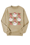 Santa Graphic Round Neck Long Sleeve Sweatshirt - felvior
