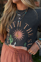 RISE WITH THE SUN Graphic Round Neck Short Sleeve T-Shirt