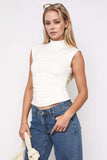 Mock Neck Ruched Tank - felvior