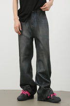 Men's Frayed Hem Jeans with Pockets