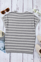 Striped Short Sleeve Knit Top