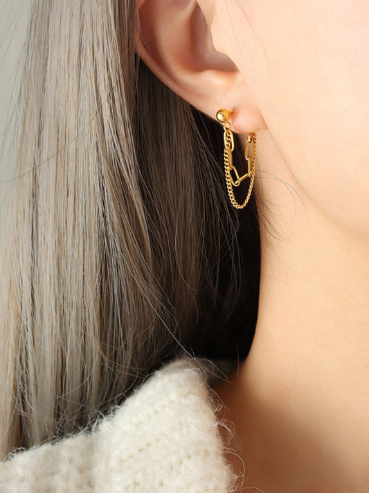 Titanium Steel Double Chain Earrings - felvior