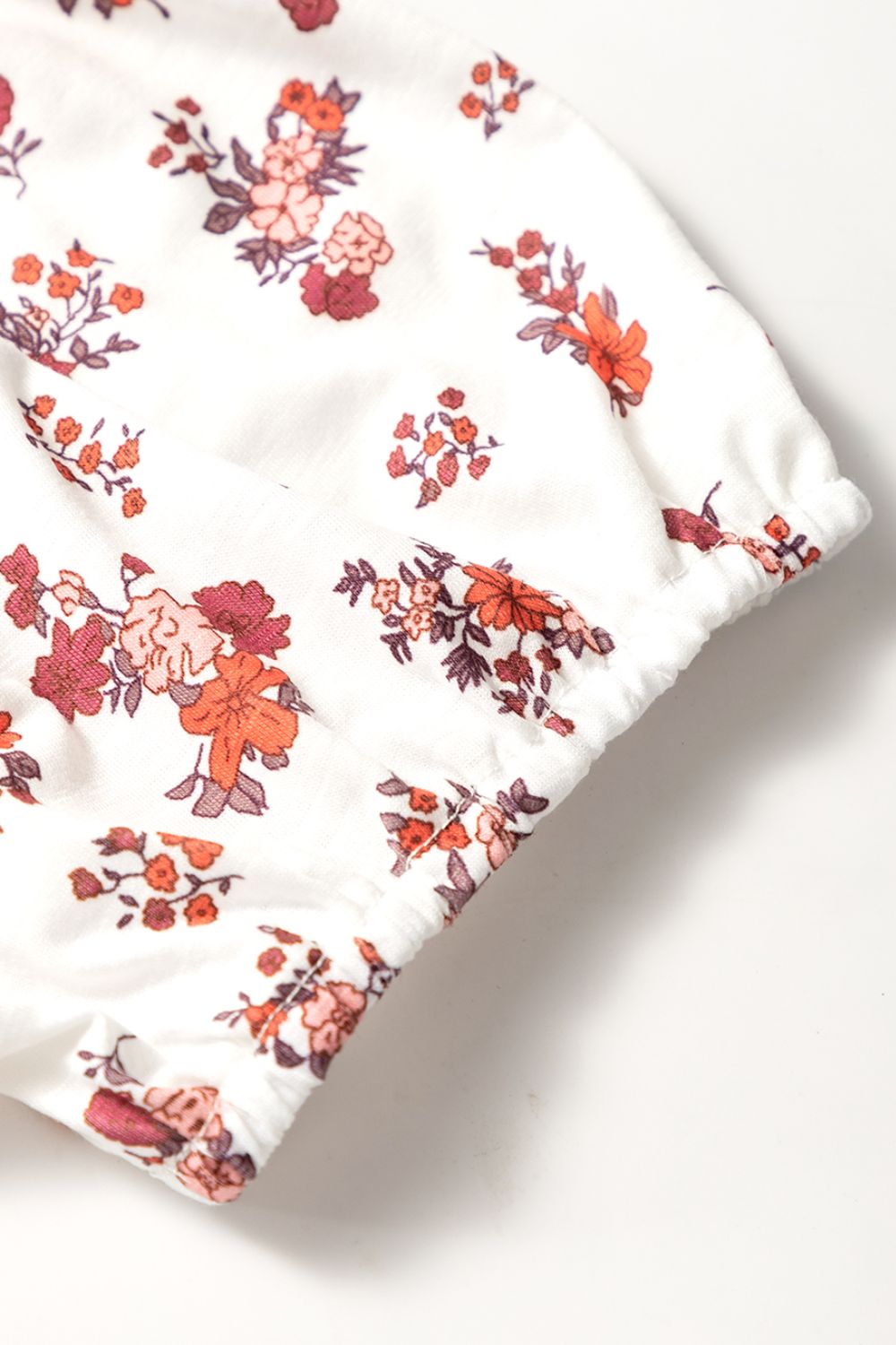 Floral Ruched Cinched Short Sleeve Blouse