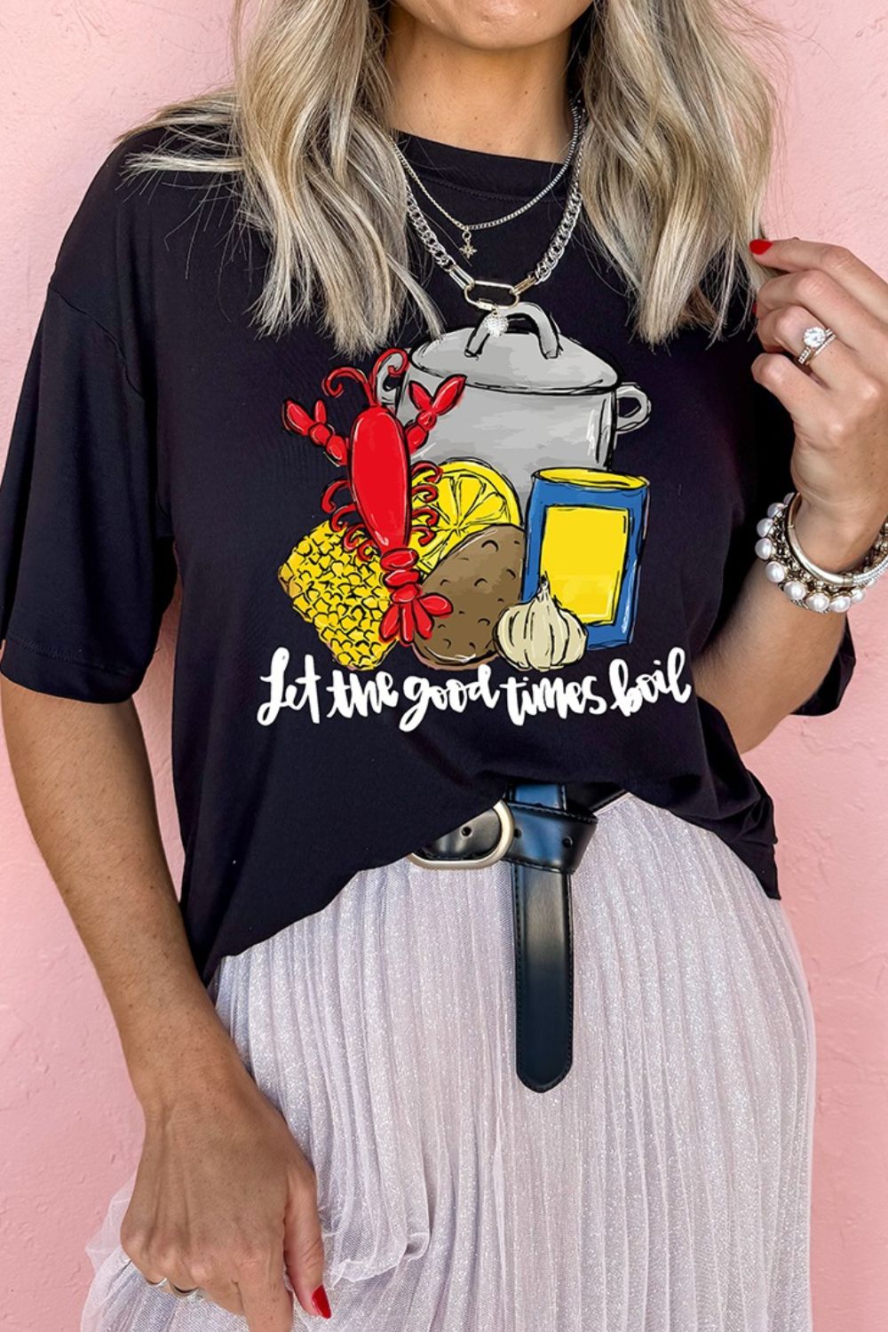 Graphic Round Neck Short Sleeve T-Shirt