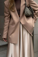 Back Elastic Waist Satin Minx Skirt