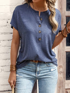 Half Button Short Sleeve Top