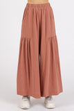 Mittoshop Gauze Elastic Waist Pleated Wide Leg Pants - felvior