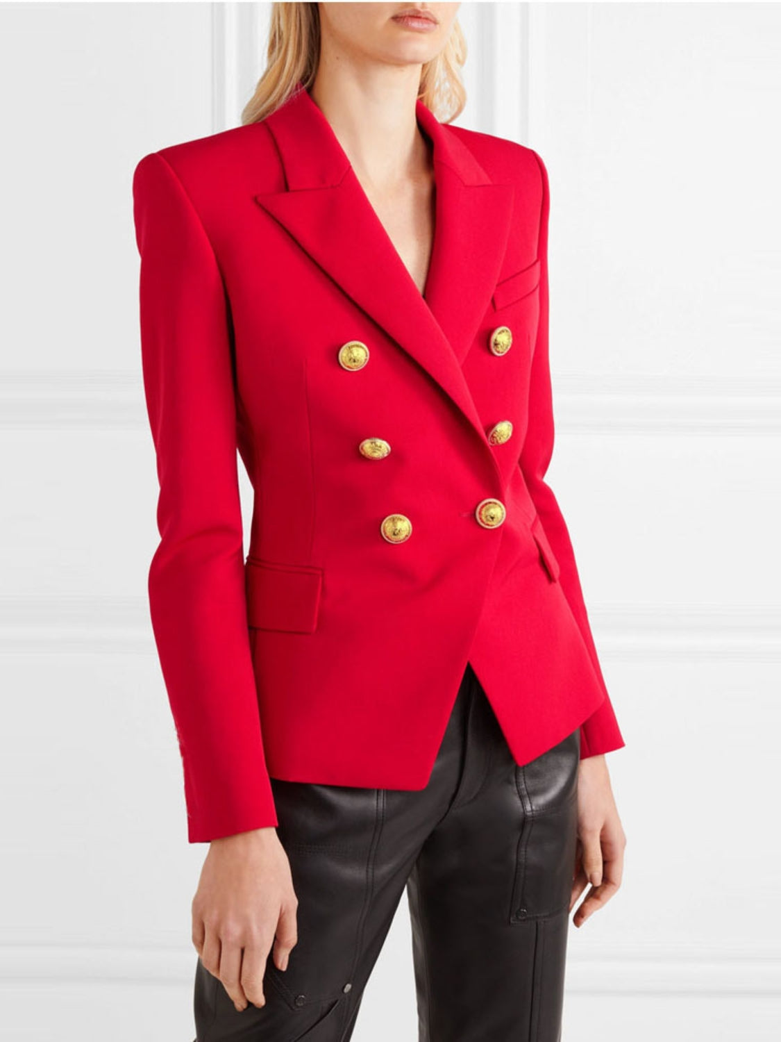 Lapel Collar Long Sleeve Blazer - felvior