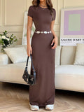 Short Sleeve Maxi Tee Dress - felvior