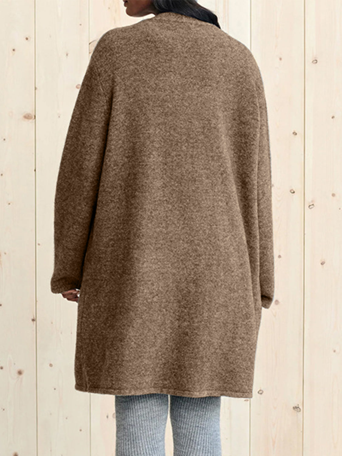 Open Front Long Sleeve Cardigan with Pockets - felvior