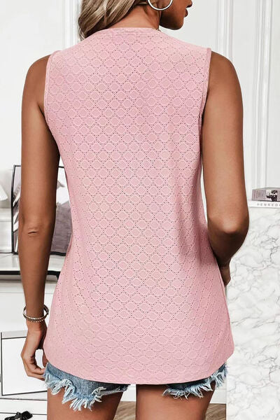 Florira Eyelet Round Neck Tank - felvior