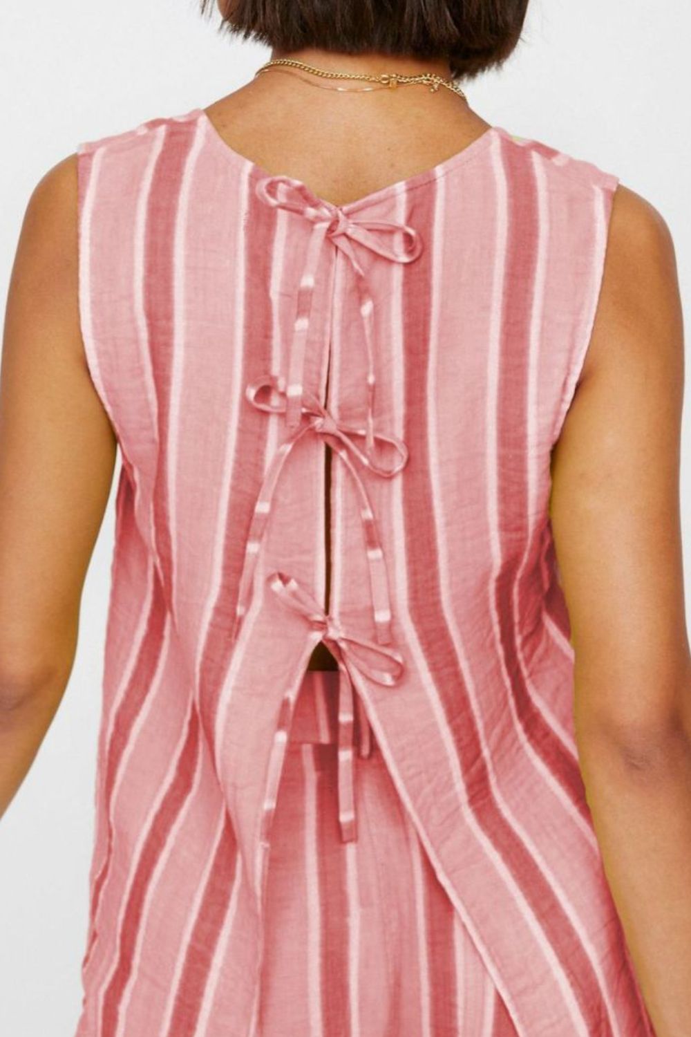 Tied Front Striped Top and Pants Set