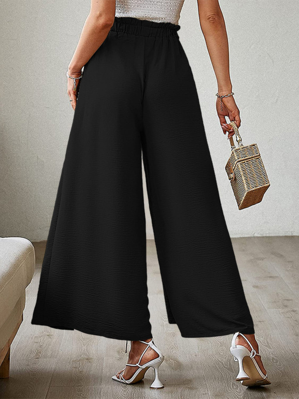 Tied Slit Wide Leg Pants