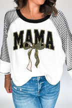 MAMA Leopard Graphic Contrast Stitching T-Shirt