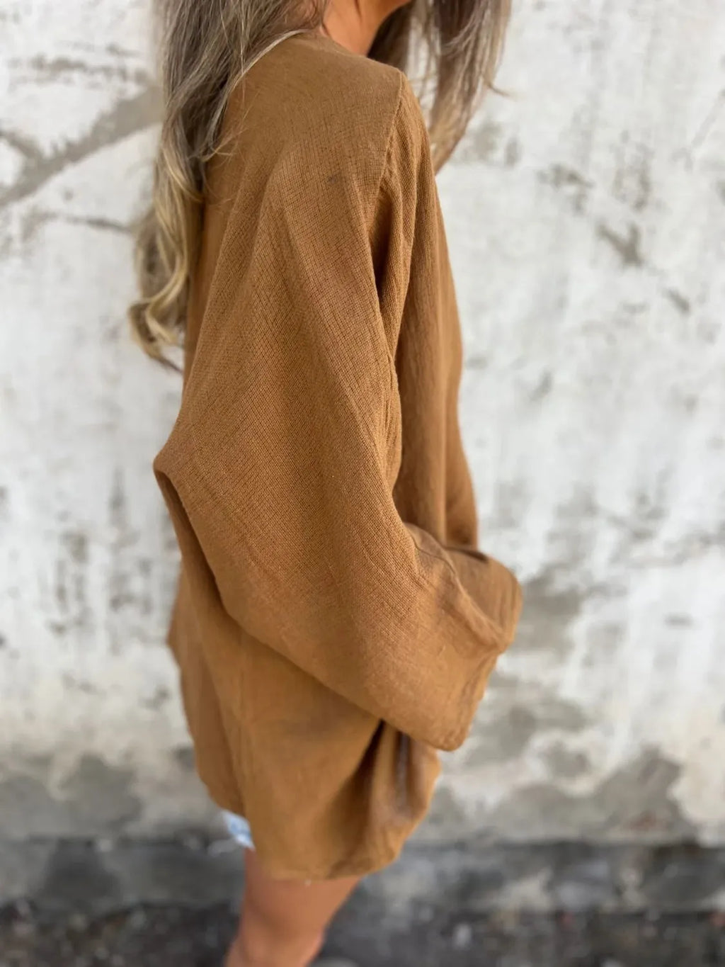 Full Size One Button Long Sleeve Shirt Plus Size