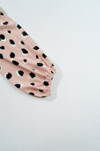 Contrast Animal Print V-Neck Long Sleeve Blouse