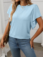 Round Neck Flutter Sleeve T-Shirt