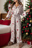 Printed Long Sleeve Top and Pants Lounge Set - felvior