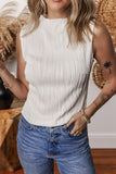 Wavy Textured Mock Neck Tank - felvior