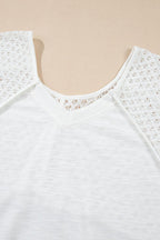 Openwork High Low Hem V Neck Oversized Top