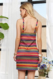 ADORA Contrast Striped V-Neck Mini Dress - felvior