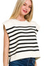 Zenana Oversized Crew Neck Stripe Sweater Vest