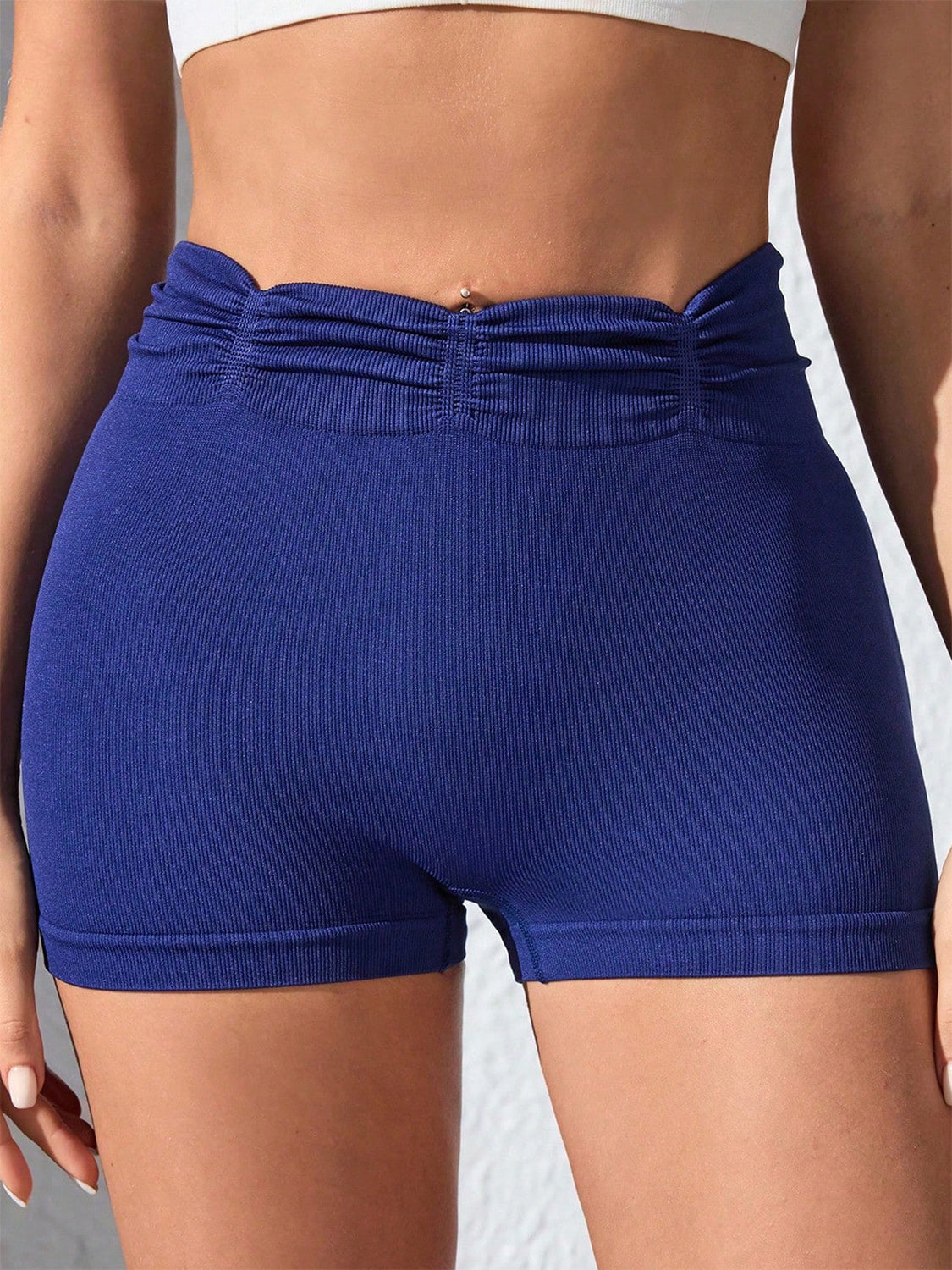 Ruched High Waist Active Shorts - felvior