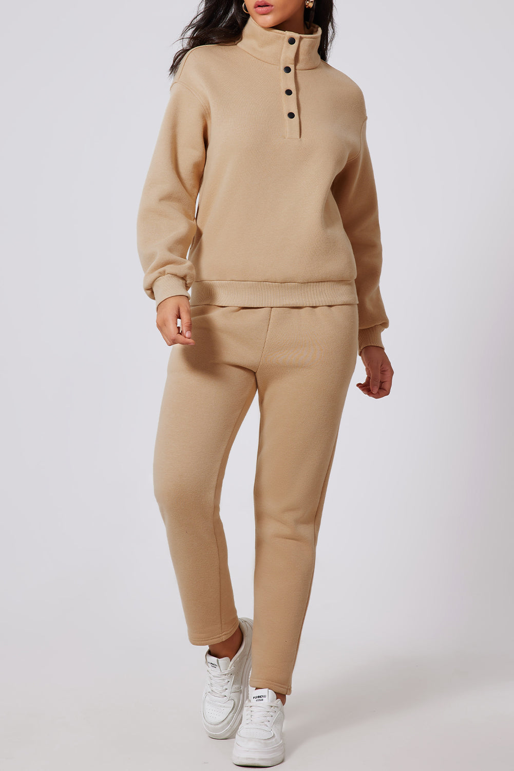 Half Snap Turtleneck Top and Pants Active Set - felvior
