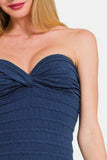 Zenana Ruched Twisted Sweetheart Neck Top - felvior
