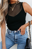 Ribbed Texture Mesh Knit Tank - felvior