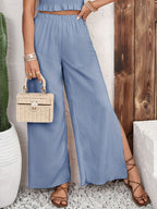 Smocked Surplice Cami and Wide Leg Pants Set