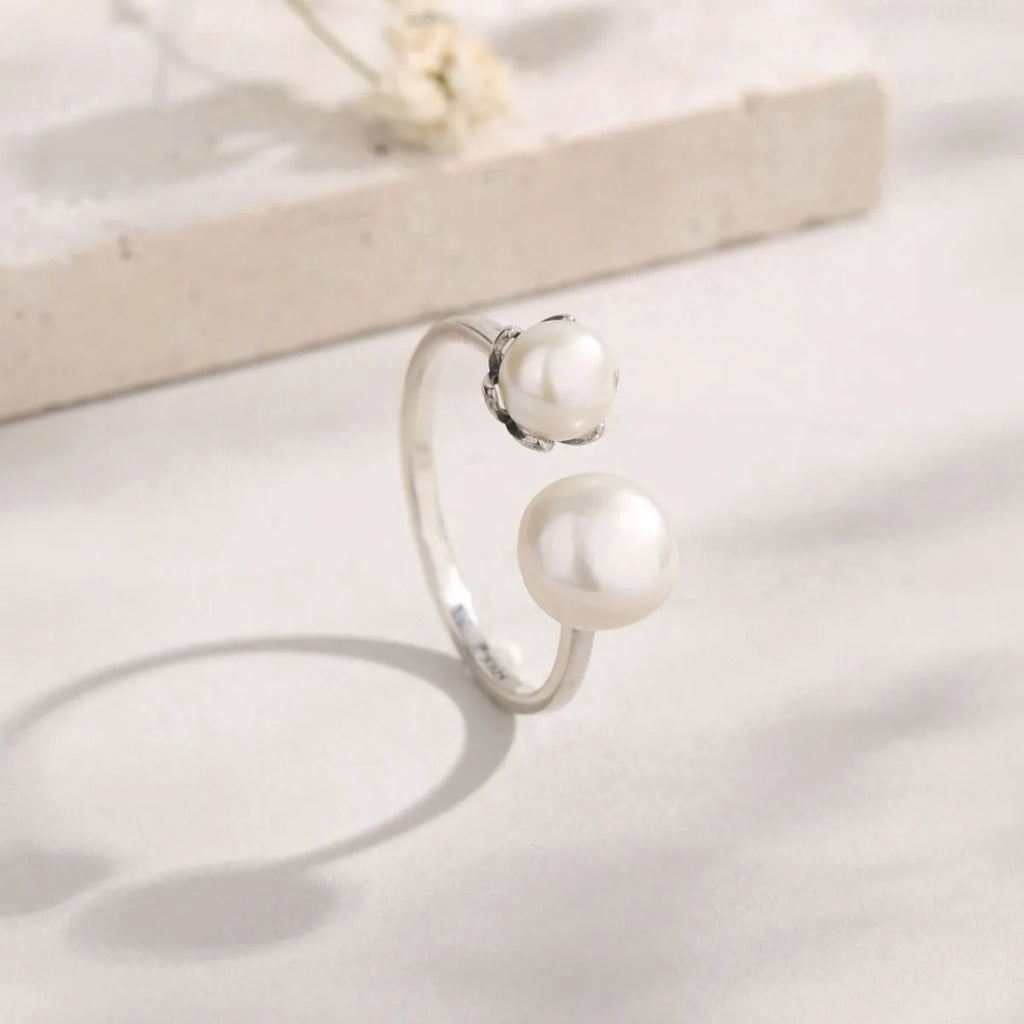 Pearl 925 Sterling Silver Open Ring