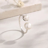 Pearl 925 Sterling Silver Open Ring - felvior