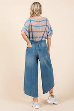 Mittoshop Denim Tie Back Sleeveless Wide Leg Overalls