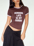 Letter Graphic Round Neck Short Sleeve T-Shirt