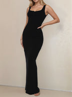 Devine Side Slit Wide Strap Maxi Dress
