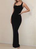 Devine Side Slit Wide Strap Maxi Dress - felvior