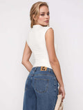 Mock Neck Ruched Tank - felvior