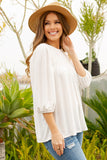 Celeste Full Size Puff Sleeve and Bow Detail Top Plus Size - felvior