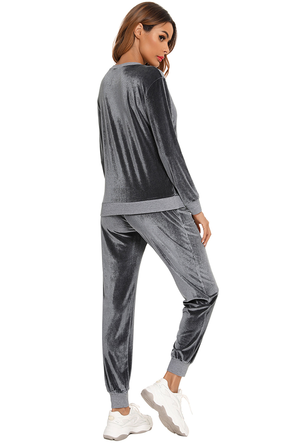 Round Neck Long Sleeve Loungewear Set with Pockets Secondary image