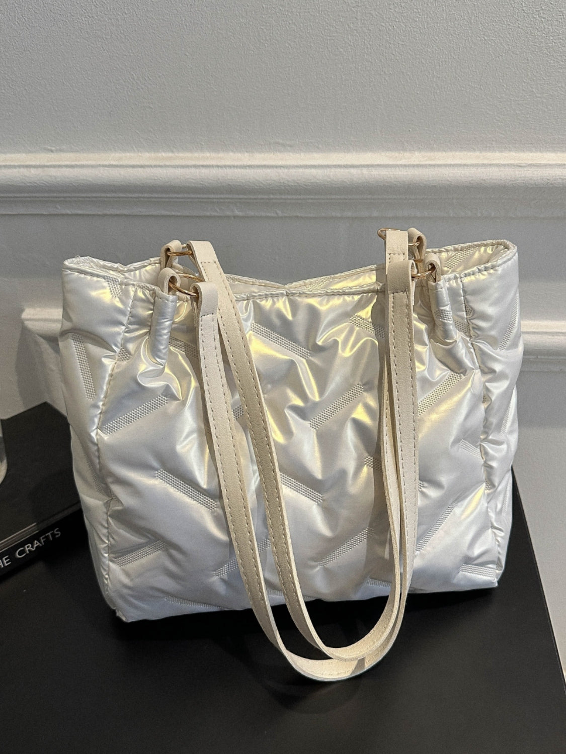 Textured Polyester Shoulder Bag - felvior