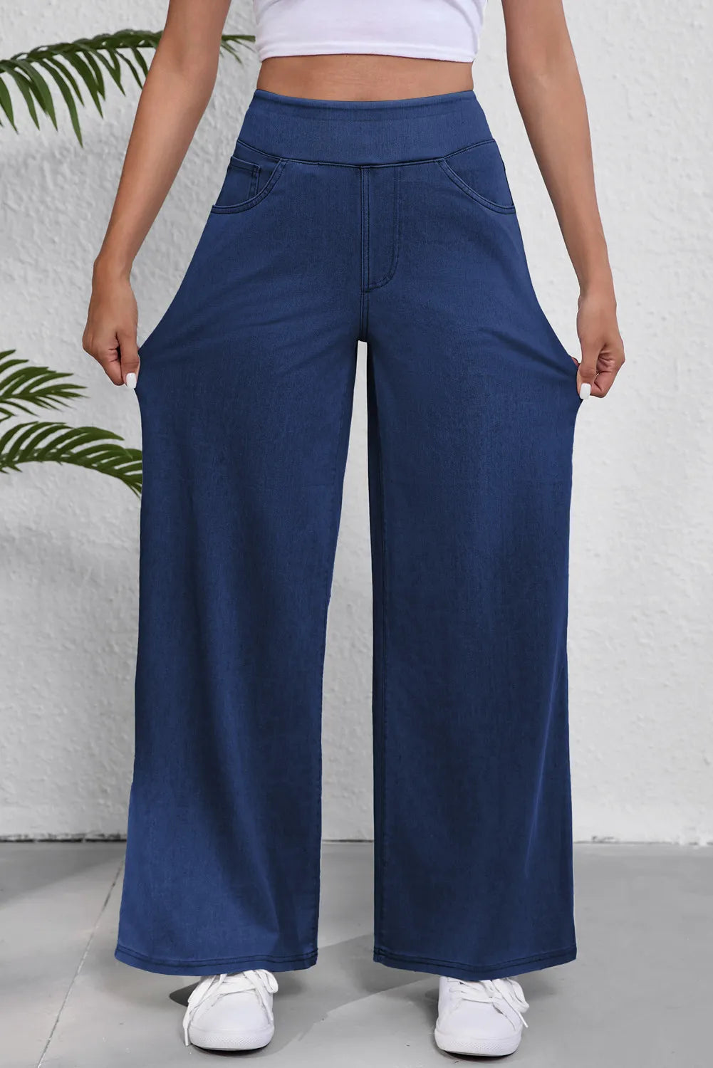 Wide Leg Jeans with Pockets - felvior