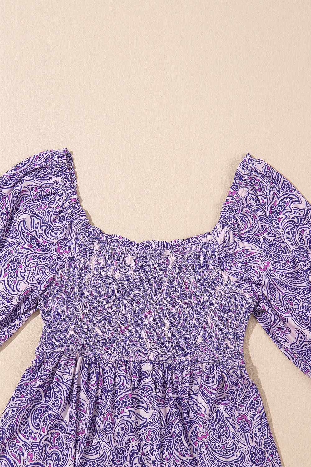 Printed Square Neck Half Sleeve Blouse - felvior