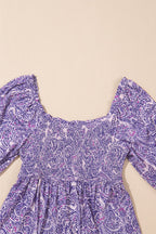 Printed Square Neck Half Sleeve Blouse