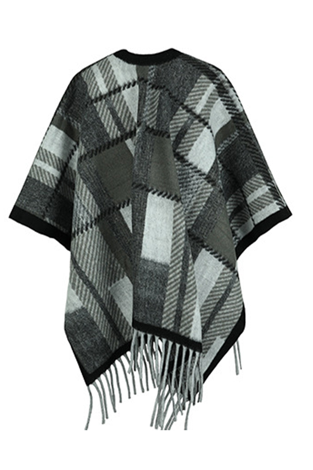 Cloak Sleeve Fringe Detail Poncho - felvior