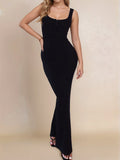 Devine Side Slit Wide Strap Maxi Dress - felvior