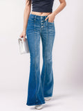 Button Fly Bootcut Jeans with Pockets - felvior