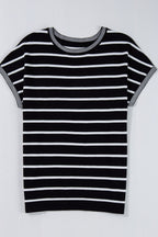 Striped Short Sleeve Knit Top